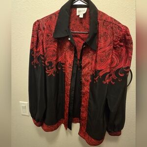 NWOT! Leslie Fay Red and Black Blouse